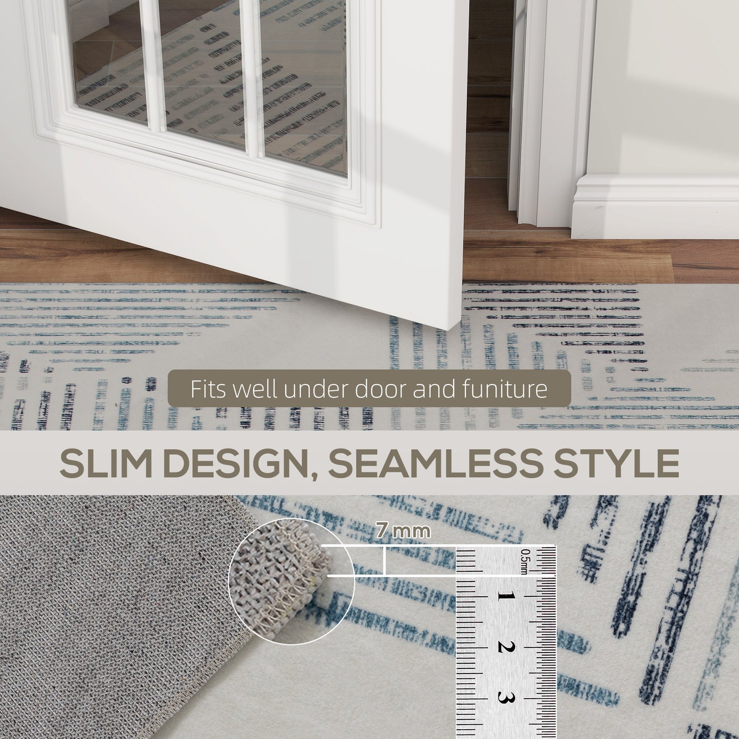 Non-Slip Large Rug for Living Room 230 x 160 cm, Multi-Coloured