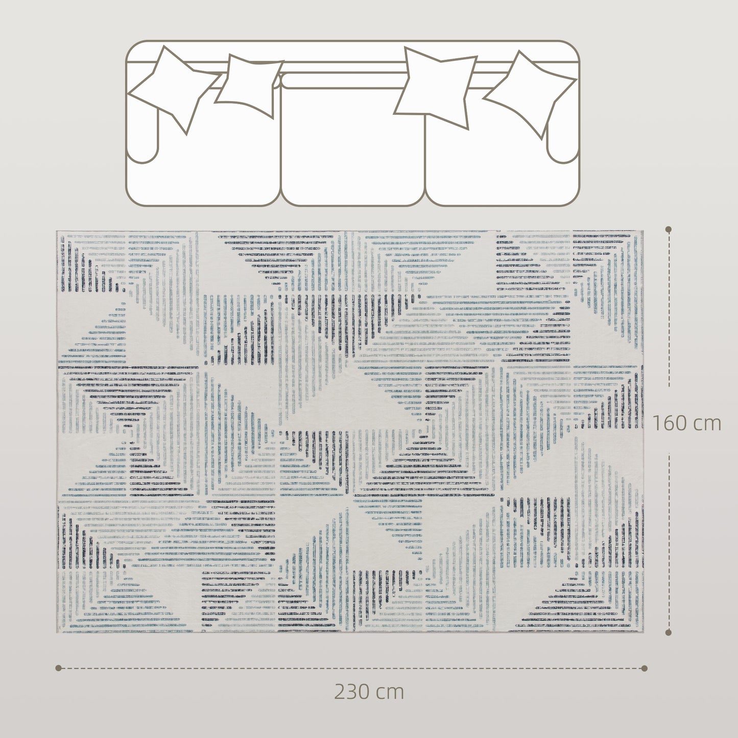 Non-Slip Large Rug for Living Room 230 x 160 cm, Multi-Coloured