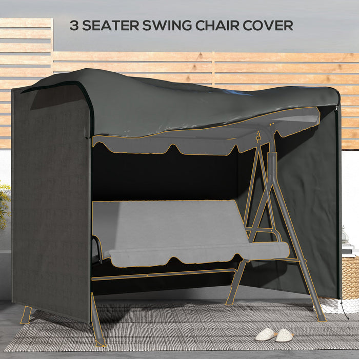 600D Oxford Patio Swing Chair Cover Outdoor Garden Furniture Rain Protection Protector Waterproof Anti-UV Grey 205L x 124W x 164H cm