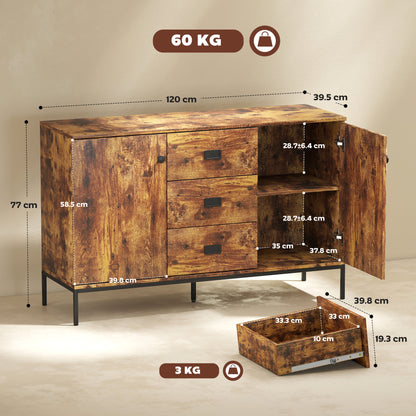 Modern Sideboard, Storage Cabinet, Accent Cupboard Rustic Brown