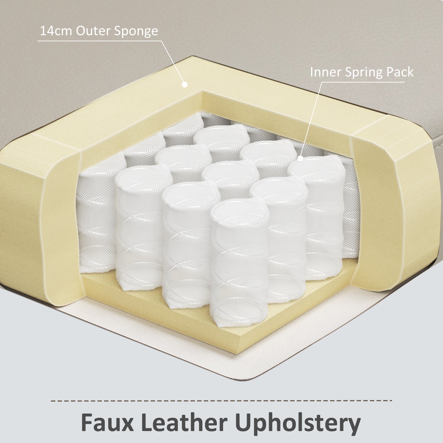 Modern Accent Chair, Tufted Living Room Chairs, PU Leather Armchair for Bedroom, Home Office, Grey