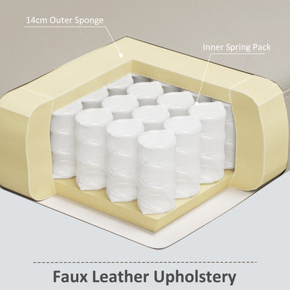 Modern Accent Chair, Tufted Living Room Chairs, PU Leather Armchair for Bedroom, Home Office, Grey