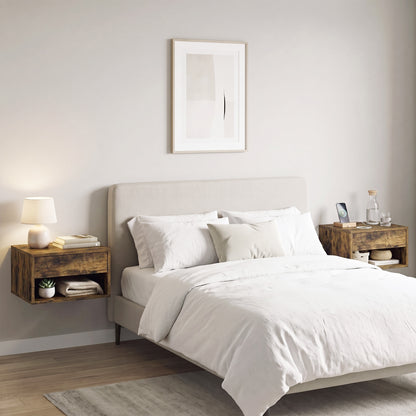 Floating Nightstands Set of 2, Bedside Table w/ Drawer and Open Shelf