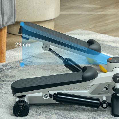 Mini Stepper Machine with LCD Monitor, Non-Slip Pedals, White