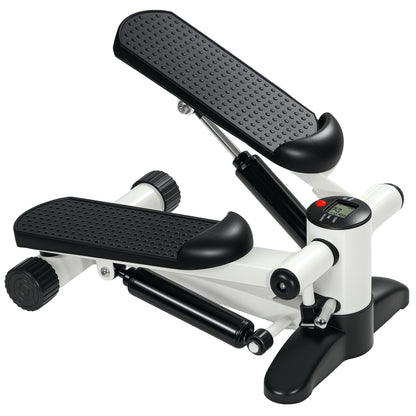 Mini Stepper Machine with LCD Monitor, Non-Slip Pedals, White