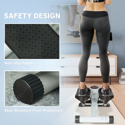 Mini Stepper Machine with LCD Monitor, Non-Slip Pedals, White