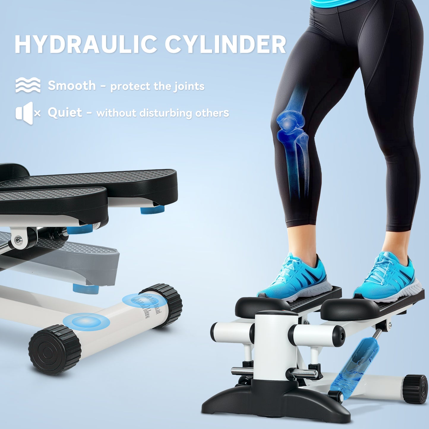 Mini Stepper Machine with LCD Monitor, Non-Slip Pedals, White