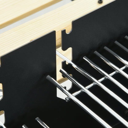 Charcoal BBQ Grill Barbecue with Side Table, Storage Shelf, Wheels