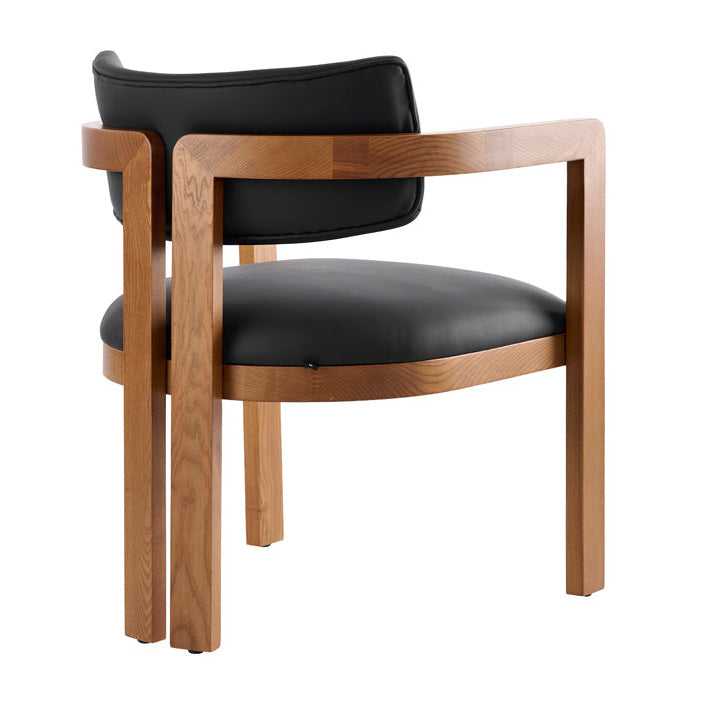 Jolie Dining Chair – Black Faux Leather – Chestnut Frame