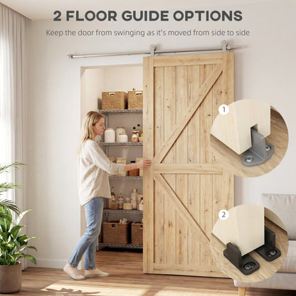 Sliding Door Hardware Kit Smooth Quiet 180cm Sliver Tone