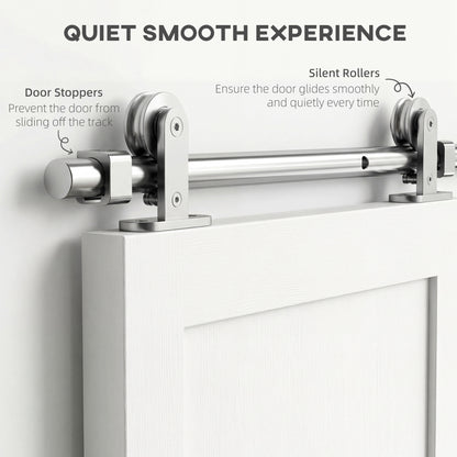 Sliding Door Hardware Kit Smooth Quiet 180cm Sliver Tone