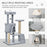 100cm Cat Tree Tower Condo Multi Platform Kitty Cat Center with Climbing Ladder Scratching Post Hanging Toy Ball, Light Grey