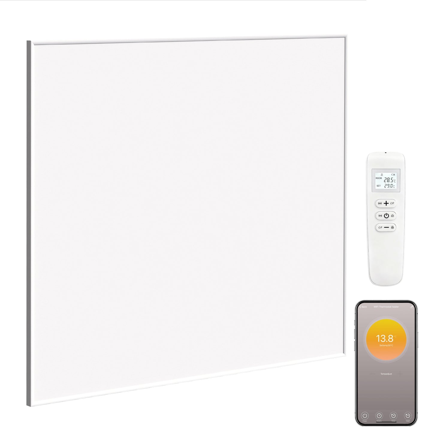 400W Smart Electric Heater, Wall Far Infrared Panel Radiator, White