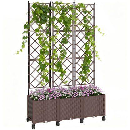 Plastic Raised Planter with Trellis and Self Watering Design