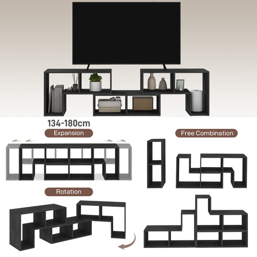 TV Unit for TVs up to 75 Inches, Free Combination TV Stand, Black