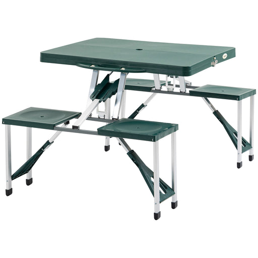 Folding Camping Table with Stools Set Aluminum Bench Picnic Garden Party BBQ Portable