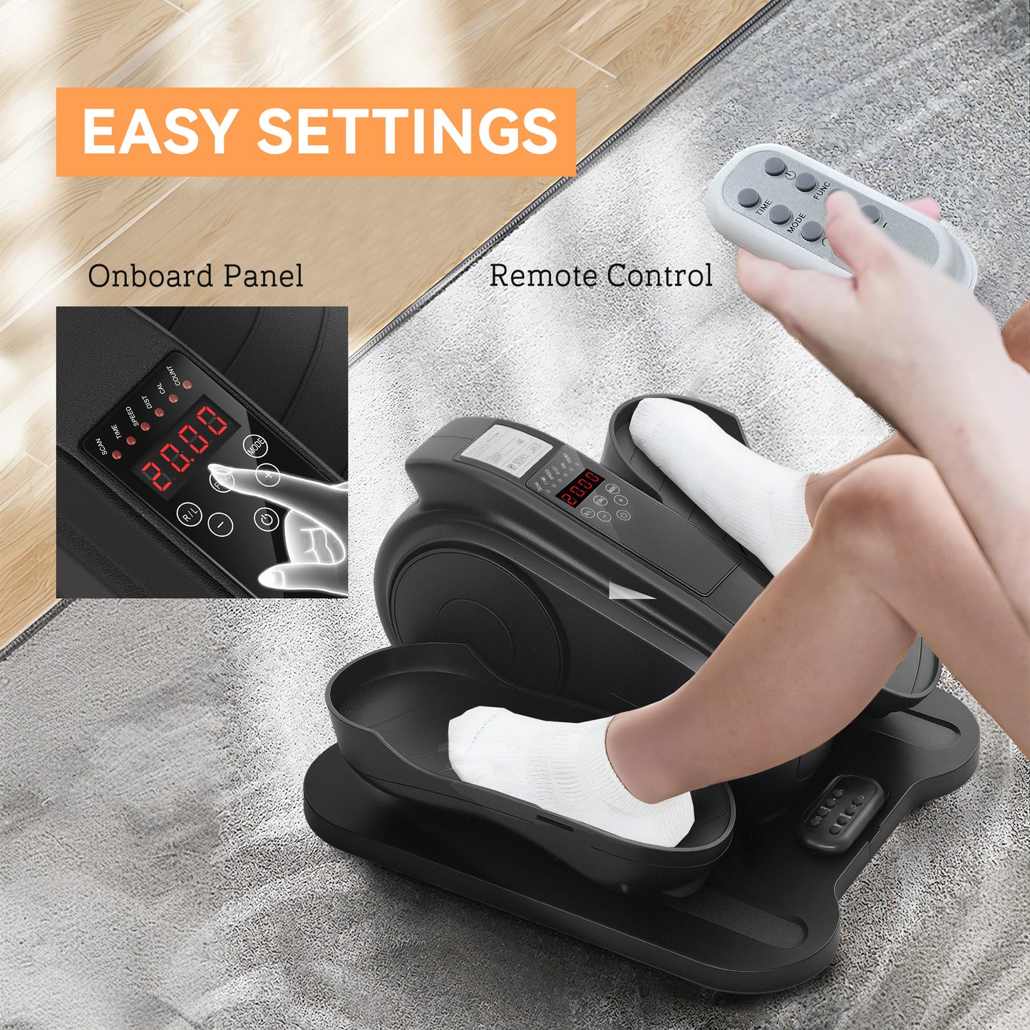 Under Desk Elliptical Machine Pedal Exerciser w/ 10 Speeds, Black