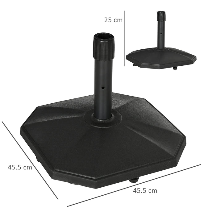 18kg Patio Parasol Base, Concrete Umbrella Base, 45.5cm Outdoor Umbrella Stand Holder for Parasol Poles 34mm, 38mm and 48mm, Black