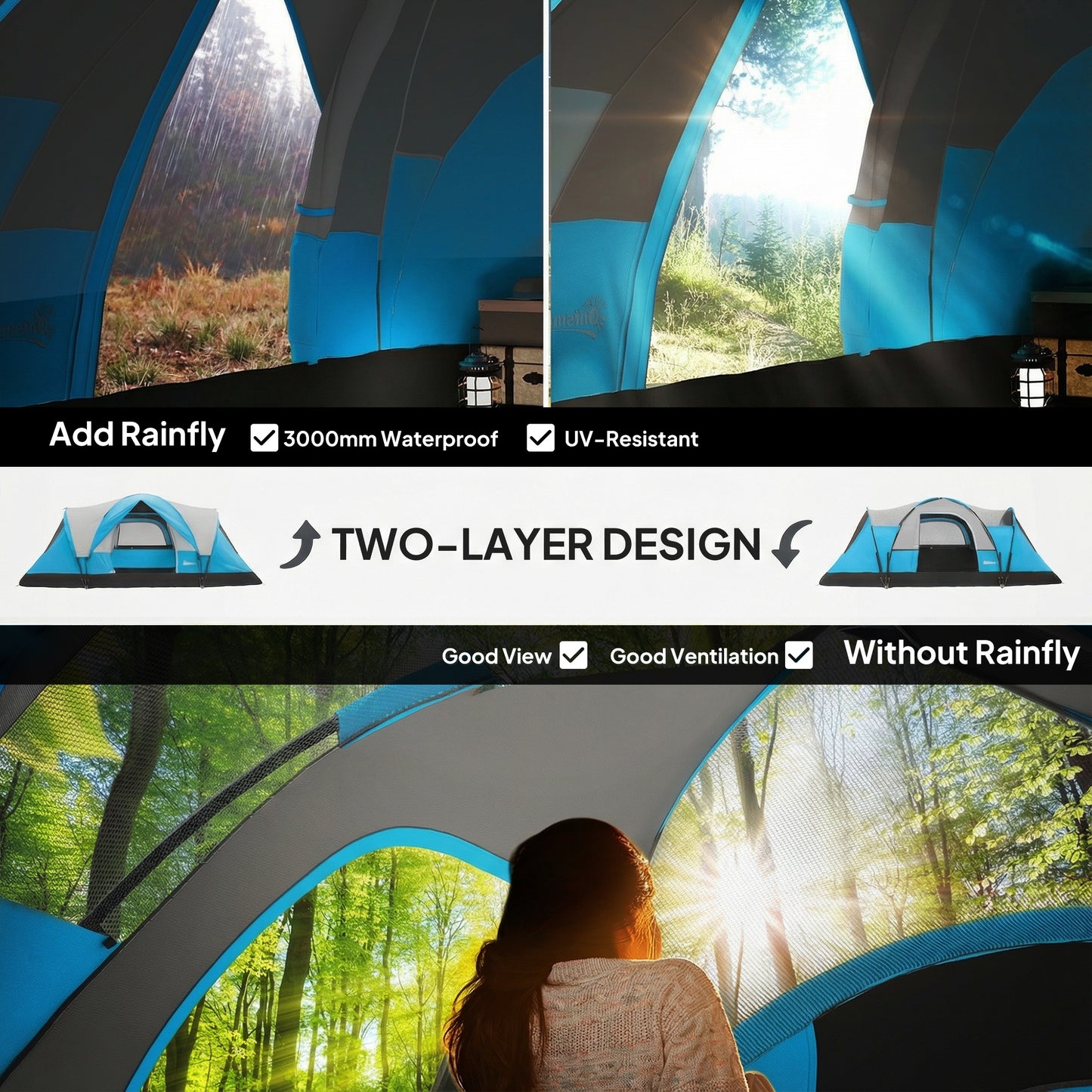 5-6 Man Camping Tent, Water Resistant Hiking Shelter