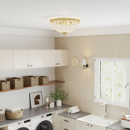 Chandelier Crystal Ceiling Light with E14 Base 2-Lights, Gold