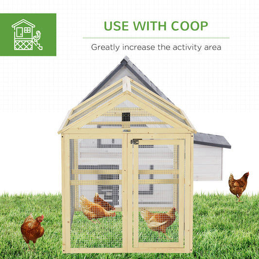 Chicken Run, Wooden Chicken Coop w/ Combinable Design-Natural Wood Finish