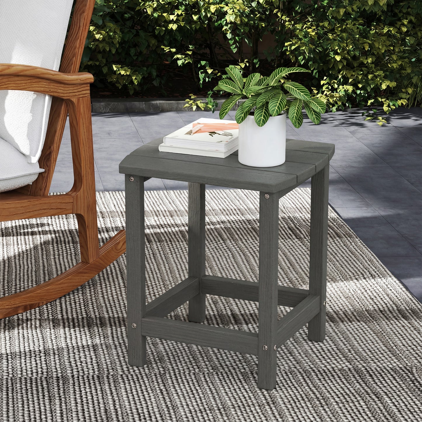 Outdoor Side Table, Adirondack Side Table, Indoor Outdoor, Grey