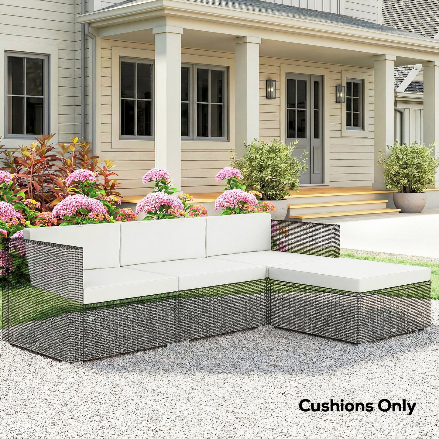 7-Piece Patio Furniture Cushions Water-Repellent 60x60cm, Cream