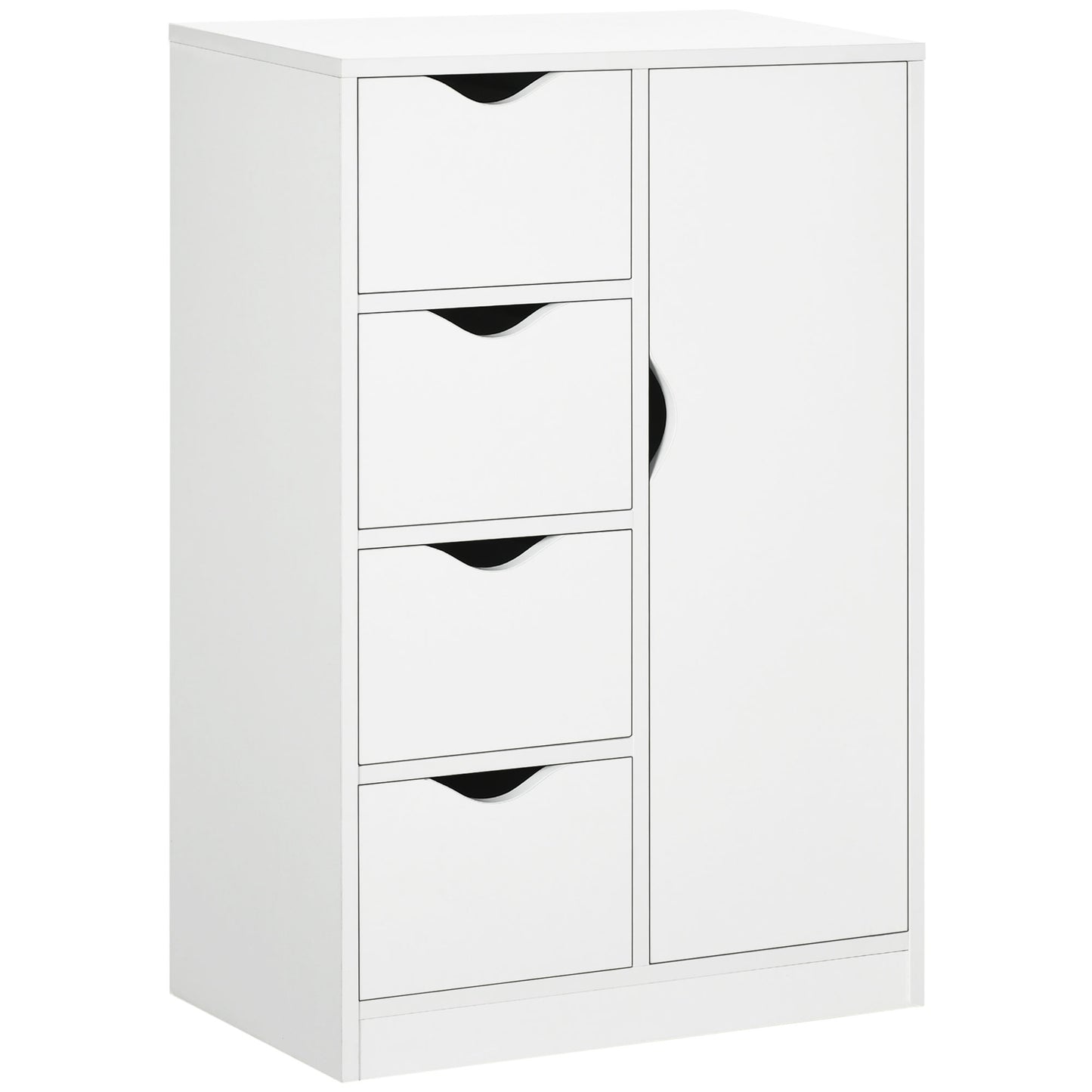 Freestanding Bathroom Cabinet with 4 Drawers and Door Cupboard White