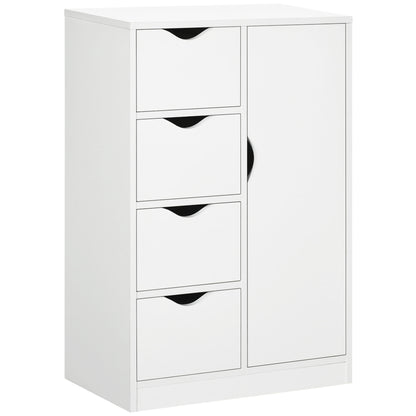 Freestanding Bathroom Cabinet with 4 Drawers and Door Cupboard White