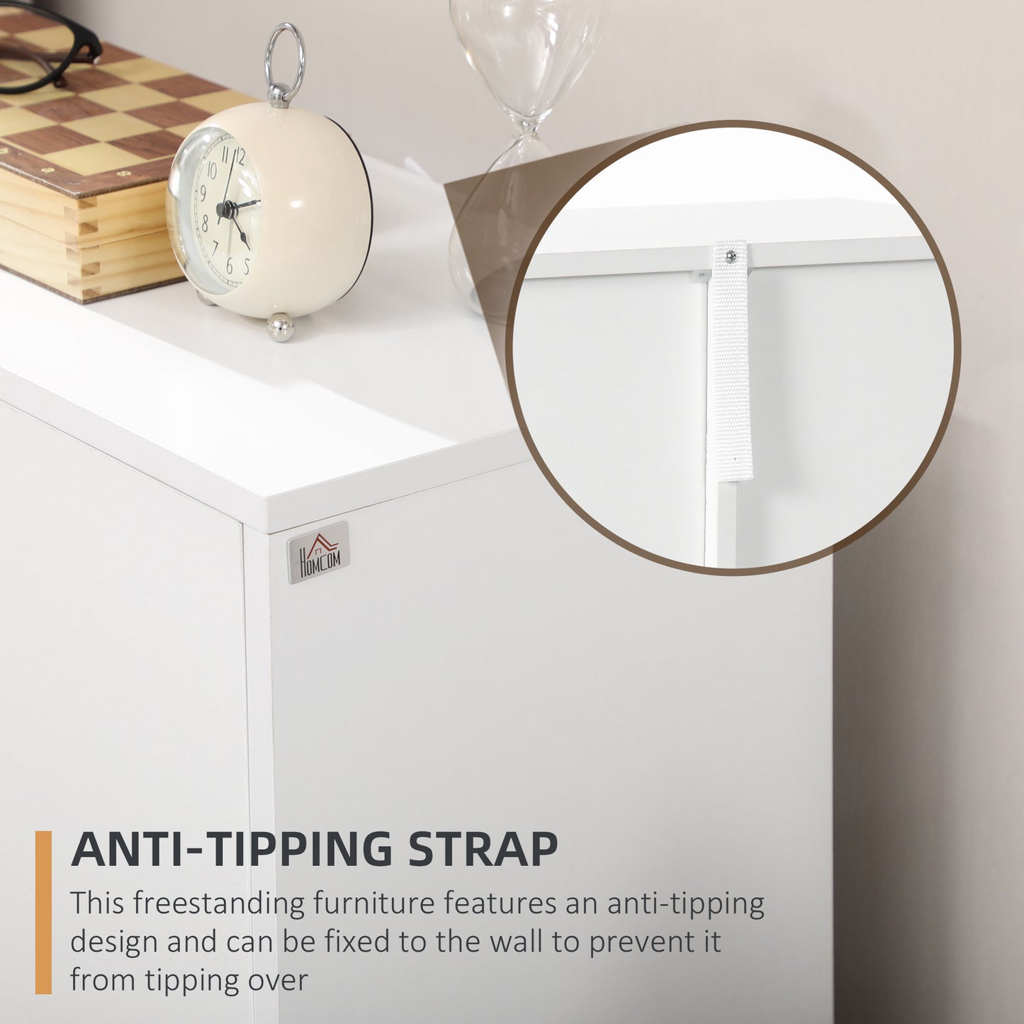 Freestanding Bathroom Cabinet with 4 Drawers and Door Cupboard White