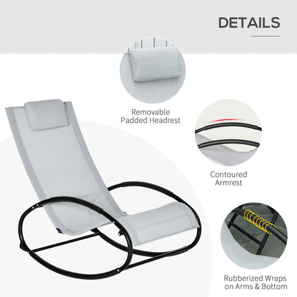 Patio Rocking Chair Orbital Zero Gravity Seat Pool Chaise w/ Pillow