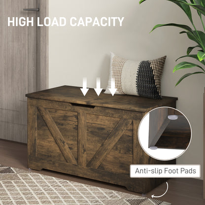 Storage Trunk for Living Room, with Safety Hinges, 80cm, Rustic Brown