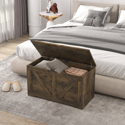 Storage Trunk for Living Room, with Safety Hinges, 80cm, Rustic Brown