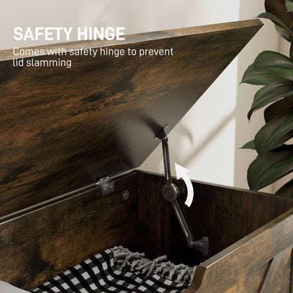 Storage Trunk for Living Room, with Safety Hinges, 80cm, Rustic Brown
