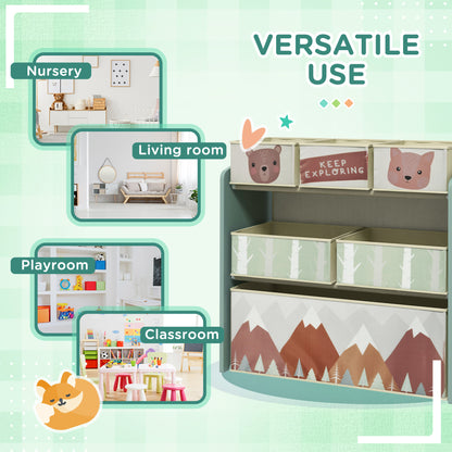 ZONEKIZ Kids Storage Units with 6 Fabric Bins, Childrens Toy Storage Organiser for Bedroom, Nursery, 63 x 30 x 66cm, Green