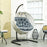 Hanging Egg Chair Outdoor Indoor Swing Chair, Folding Basket, Grey