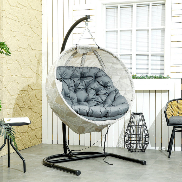 Hanging Egg Chair Outdoor Indoor Swing Chair, Folding Basket, Grey