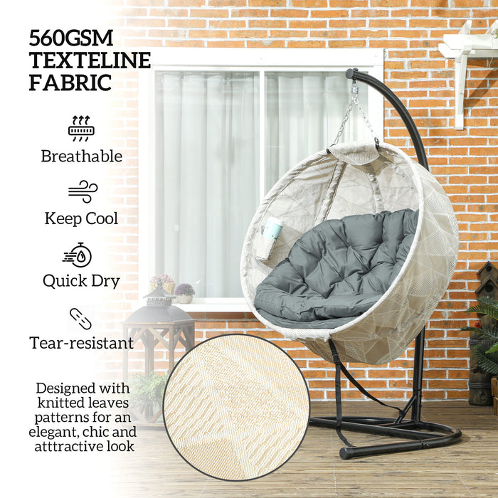 Hanging Egg Chair Outdoor Indoor Swing Chair, Folding Basket, Grey