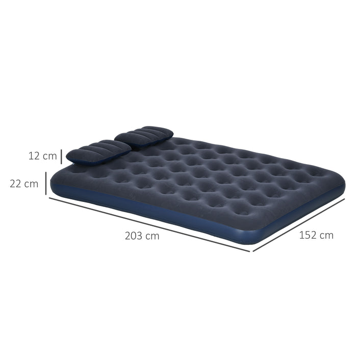 Inflatable Queen Size Air Bed, with Built-In Hand Pump - Blue