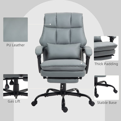 Executive Office Chair, PU Leather Desk Chair with Armrests Grey