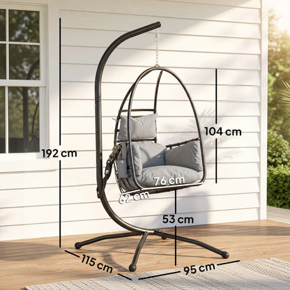 Hanging Egg Chair, Swinging Hammock Chair with Stand, Dark Grey