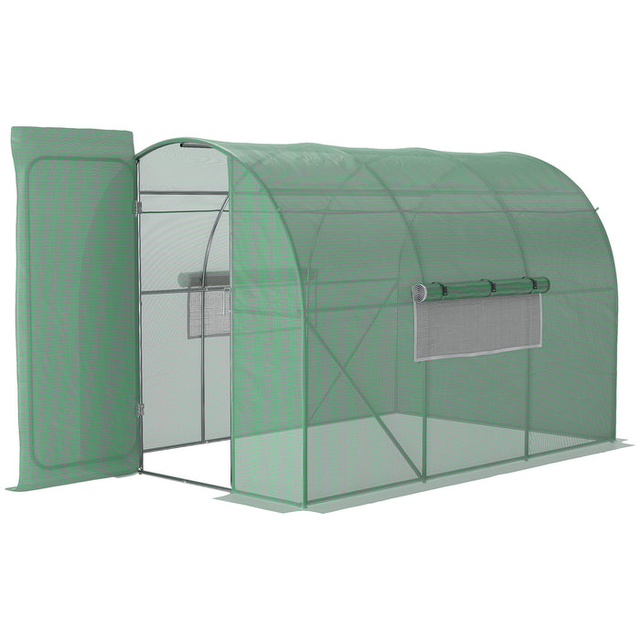 Large Walk-In Greenhouse, Plant Gardening Tunnel Hot House with Metal Hinged Door, Galvanised Steel Frame & Mesh Windows (3 x 2M)