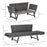 2 Seater Rattan Folding Daybed Sofa Bench Garden Chaise Lounger Loveseat with Cushion Outdoor Patio Grey