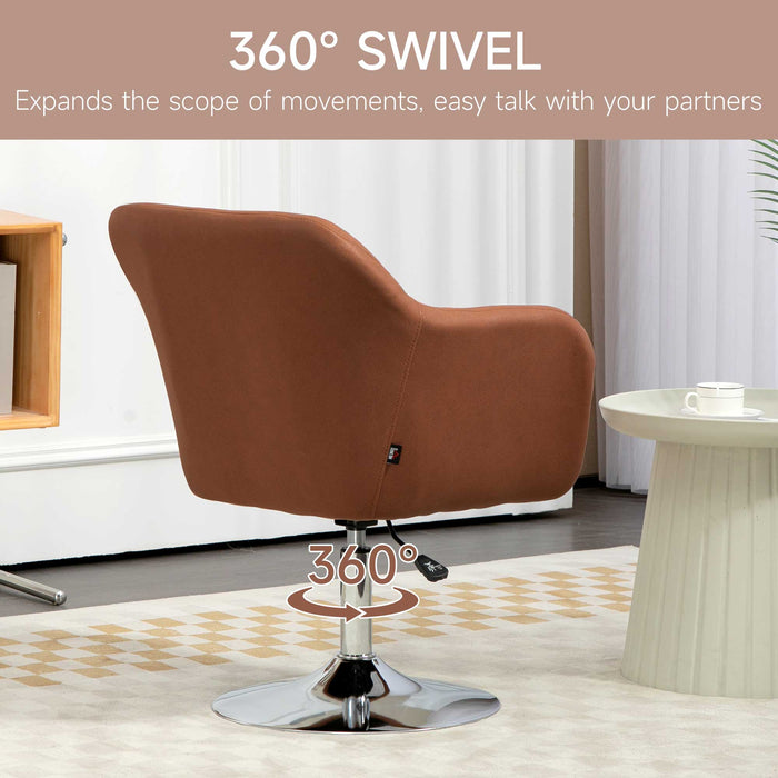 Stylish Retro Swivel Tub Chair Steel Frame Cushion Seat Dark Brown