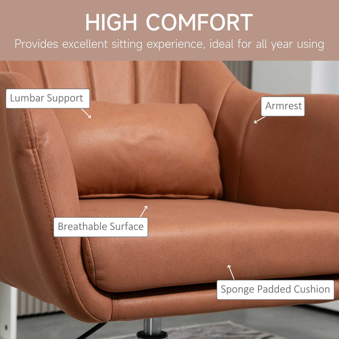 Stylish Retro Swivel Tub Chair Steel Frame Cushion Seat Dark Brown