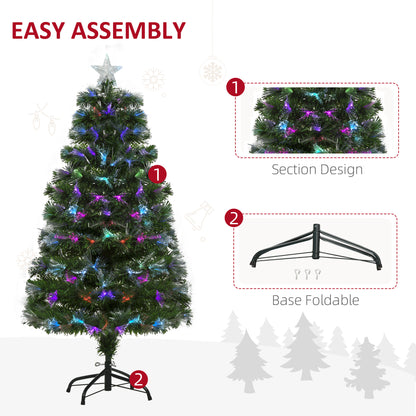 4ft Pre-Lit Fibre Optic Christmas Tree with 130 Multicolour LEDs