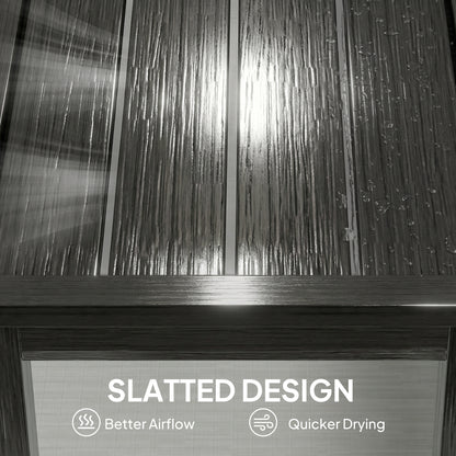 Metal Garden Bench Loveseat with Wood-Effect Slatted Seat, Grey