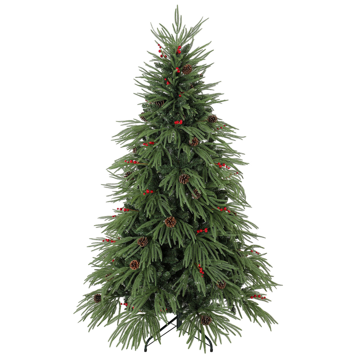 6ft Predecorated Artificial Christmas Tree, Hinged Xmas Tree, Green