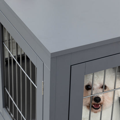 Furniture-Style Dog Crate w/ Two Lockable Doors, for Small & Medium Dogs
