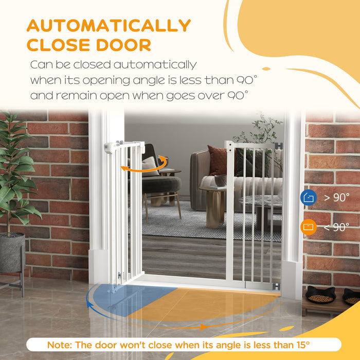 Metal 74-94cm Wide Adjustable Dog Gate White